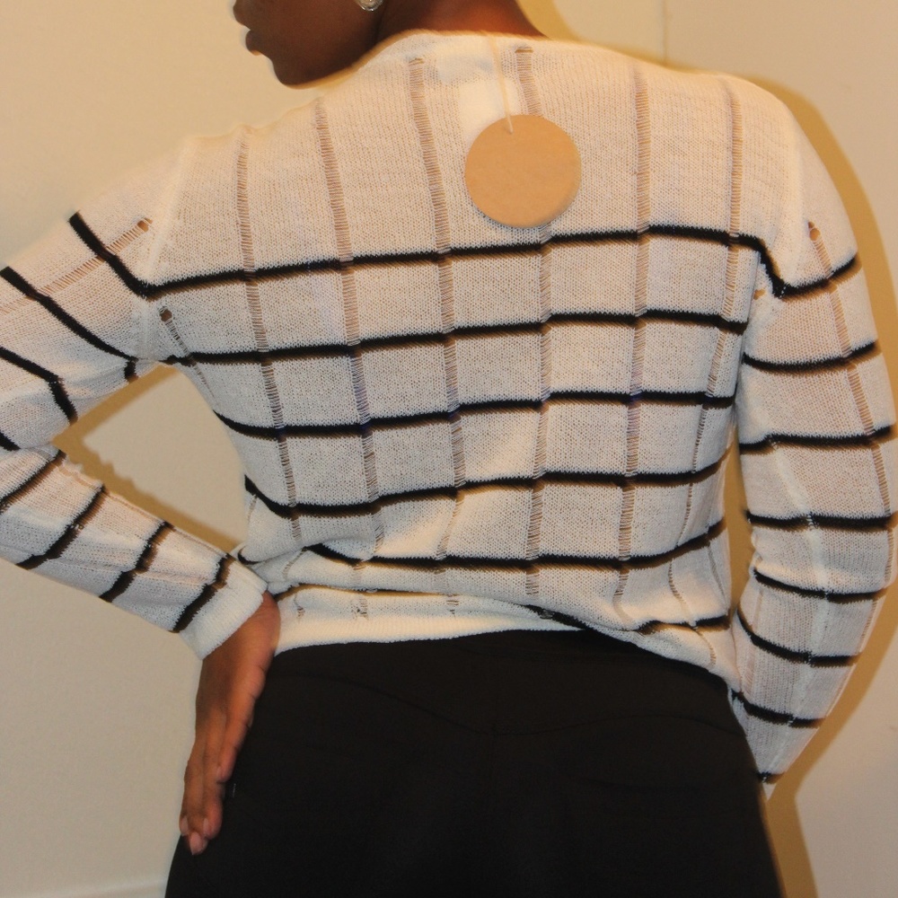 black and white blouse/sweater